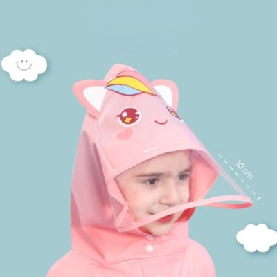 Poncho-de-pluie-enfant-capuche-visiĂšre-longue