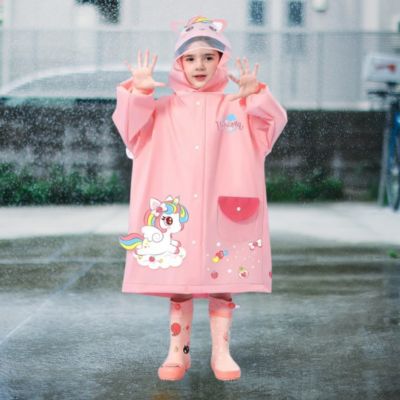 Poncho-de-pluie-enfant-rose