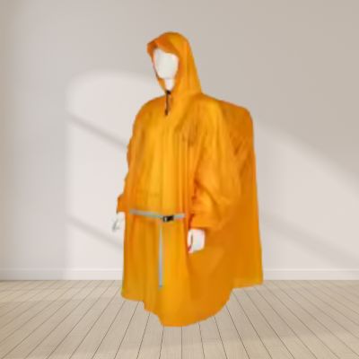 Poncho-pluie-femme-orange