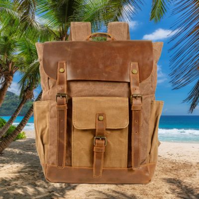 Sac-a-dos-femme-cuir-toile-vintage-marron