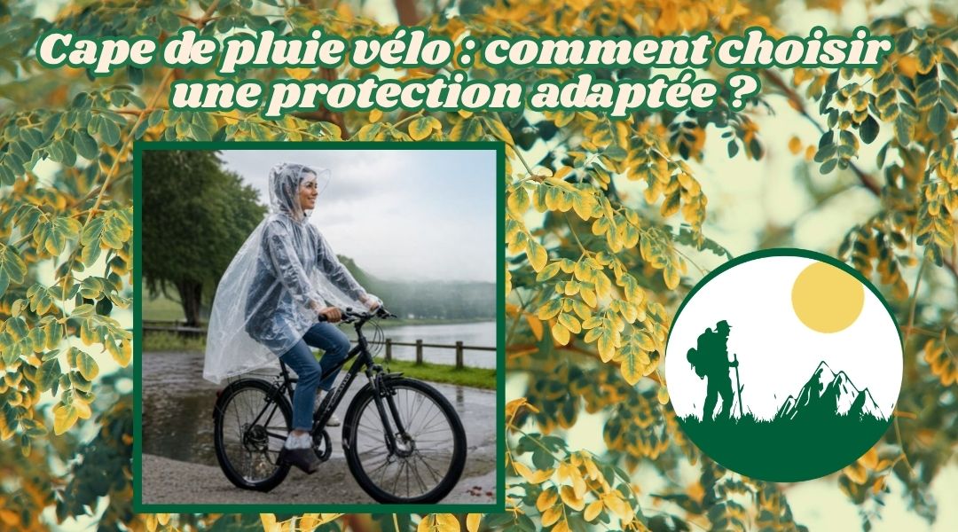 Cycliste roulant sous la pluie avec une cape de pluie vélo transparente et capuche