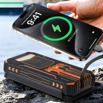 Batterie externe induction orange recharge portable rapidement