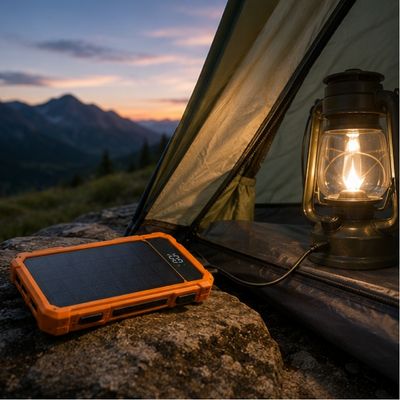 Batterie externe solaire pour lampe camping lors bivouac