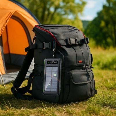 Chargeur solaire pour téléphone fixé sac à dos