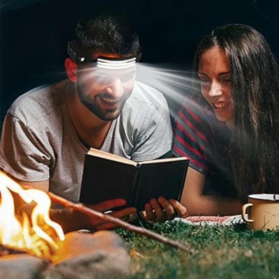 Couple lecture nuit lampe frontale 3 lumières blanches
