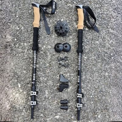 Deux variantes batons de marche téléscopique