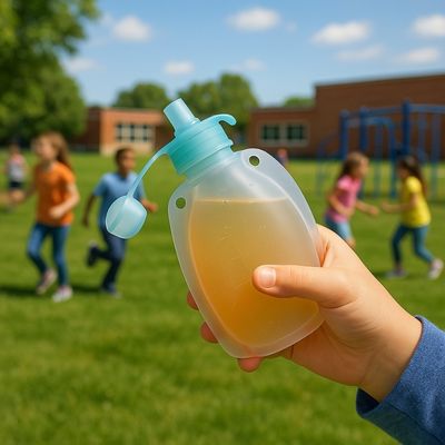 Enfant montre gourde pour compote réutilisable remplie