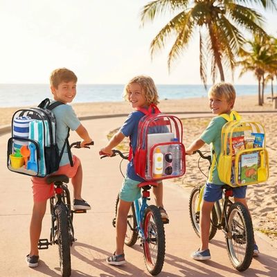 Enfants vélos avec sac a dos piscine enfant plage