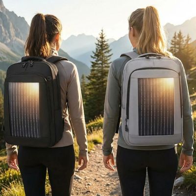 Femmes randonnent sentier sac chargeur solaire léger agréable