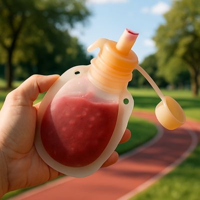 Gourde pour compote réutilisable remplie pour sport