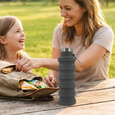 Maman fille pique-nique gourde pliable silicone 500 ml