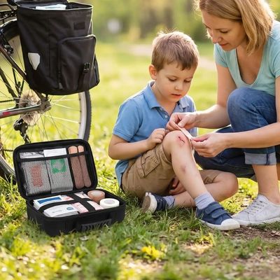 Maman soigne enfant grâce trousse premier secours adaptée imprévus