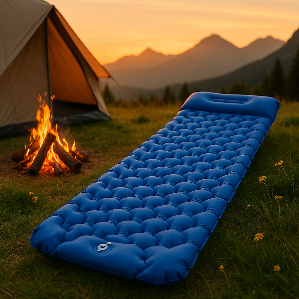 Matelas gonflable 1 personne premium bleu marine