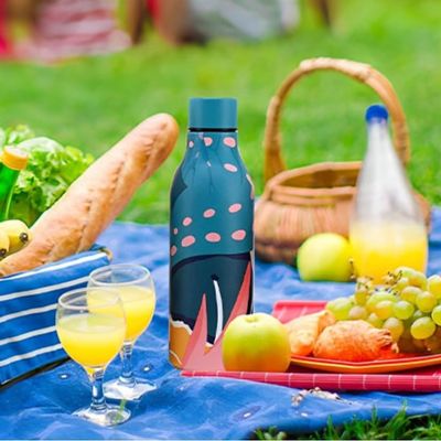Pique nique champêtre avec bouteille isotherme pratique