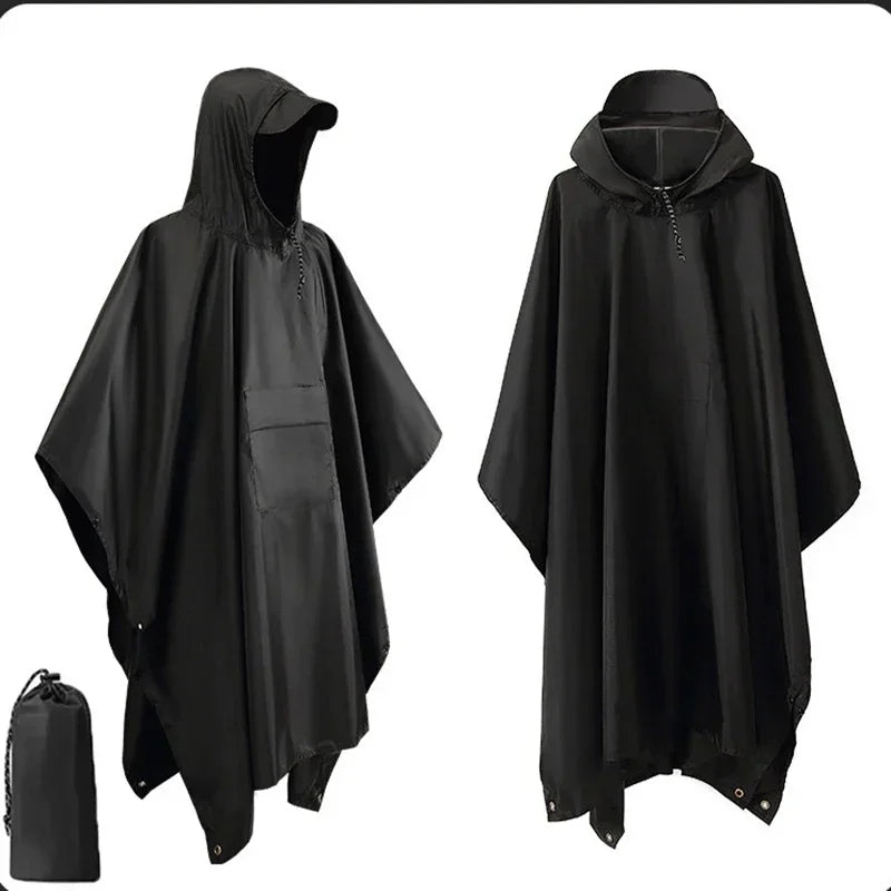 Poncho pluie polyvalent noir avec sa housse