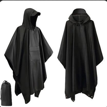 Poncho pluie polyvalent noir avec sa housse