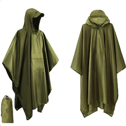 Poncho pluie polyvalent vert avec sa housse