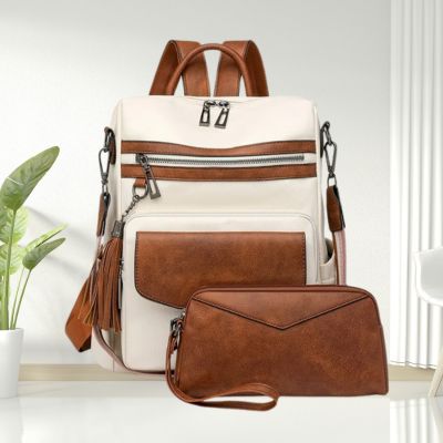 Sac à dos femme en cuir blanc déco