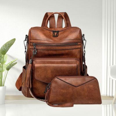 Sac à dos femme en cuir marron