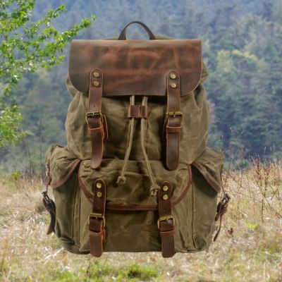 Sac à dos homme en cuir vert