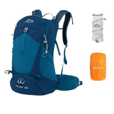 Sac à dos imperméable bleu housse et poche d'eau