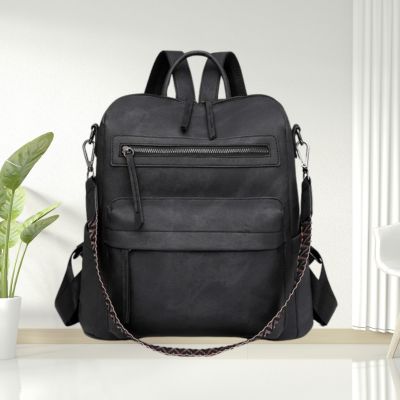 Sac à dos pour femme en cuir noir