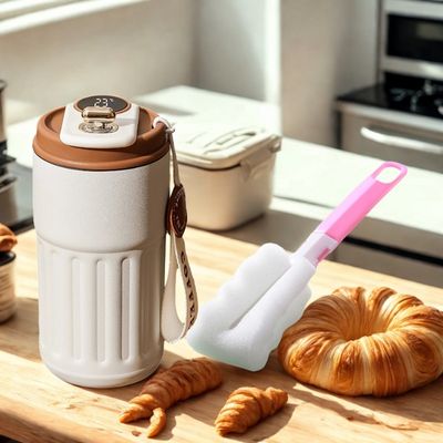 Tasse isotherme café marron corps blanc