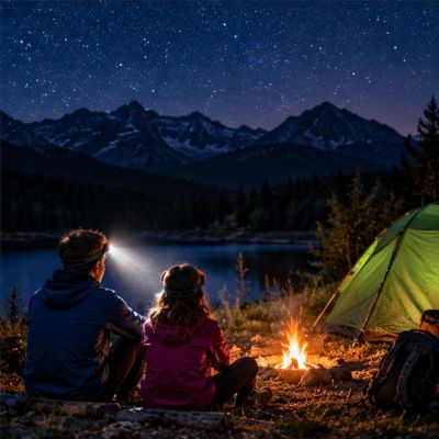 Veillée nuit étoilée avec mini lampe frontale rechargeable