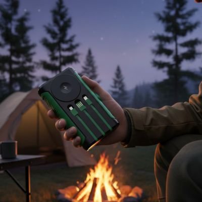 Femme présente batterie externe 20000mah verte