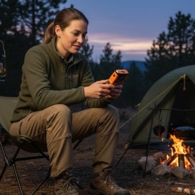 Femme regarde niveau de sa batterie externe 20000mah